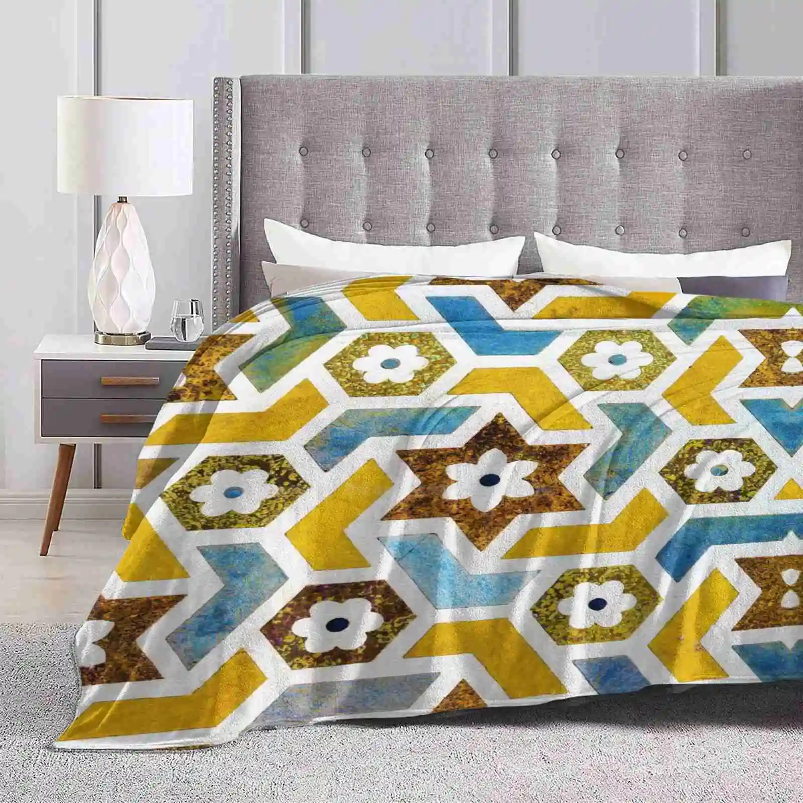 

Марокканская блусс # Декор # Buyart супер теплые мягкие одеяла накидка на диван/кровать/Путешествие графический узор Марокканская экзотическая плитка