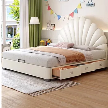 Korean White Children Bed Modern Floor Multifunctional Individual Toddler Bed Bases And Frame Lit En Hauteur Furniture MQ50CB