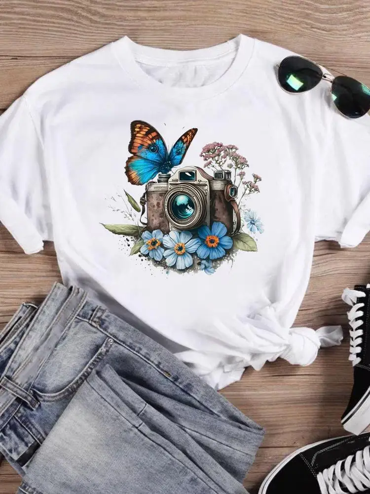 Graphic Tee Short Sleeve Fashion Female Print T Top Women Camera Butterfly Trend Cute Cartoon Shirt Clothing T-shirts
Graphic Tee Short Sleeve Fashion Female Print T Top Women Camera Butterfly Trend Cute Cartoon Shirt Clothing T-shirts