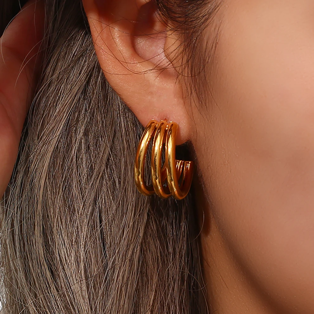 E.B.belle 2022 New 3 Layers Tube Shape Popular Hoop Earrings Stainless Steel Earrings For Woman Tarnish Free Waterproof Jewelry
E.B.belle 2022 New 3 Layers Tube Shape Popular Hoop Earrings Stainless Steel Earrings For Woman Tarnish Free Waterproof Jewelry