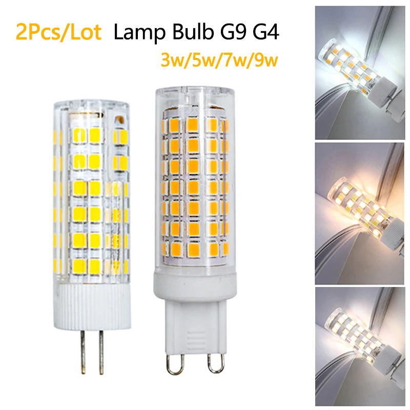 

2Pcs/Lot G9 LED Lamp Bulb G4 AC 220V 3W 5W 7W 9W 2835 SMD Ceramic Led light For Chandelier Spotlight Replace Halogen Lamp