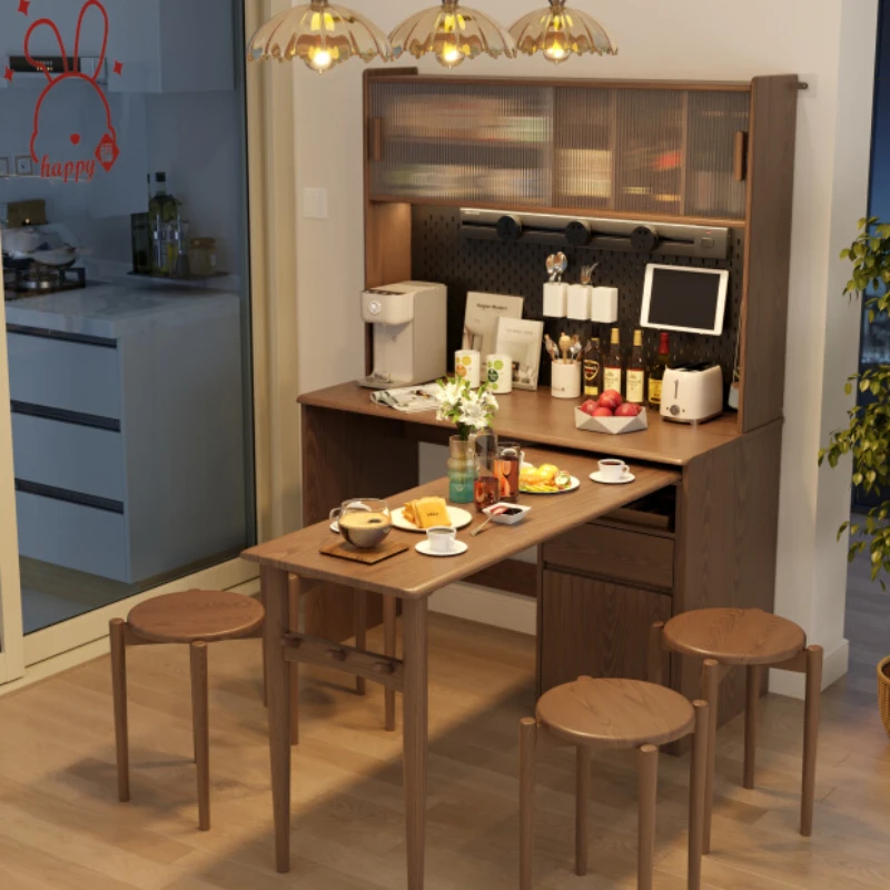 Solid wood sideboard folding dining table integrated household living room small apartment against the wall
Solid wood sideboard folding dining table integrated household living room small apartment against the wall