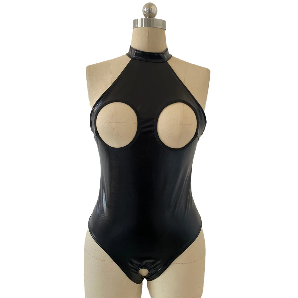 Women Sexy Bodysuit PU Leather Crotchless Open Cup Wet Look Erotic Lingerie Clubwear Slim Fit Sensual Nightwear Hollow Jumpsuits
Women Sexy Bodysuit PU Leather Crotchless Open Cup Wet Look Erotic Lingerie Clubwear Slim Fit Sensual Nightwear Hollow Jumpsuits
