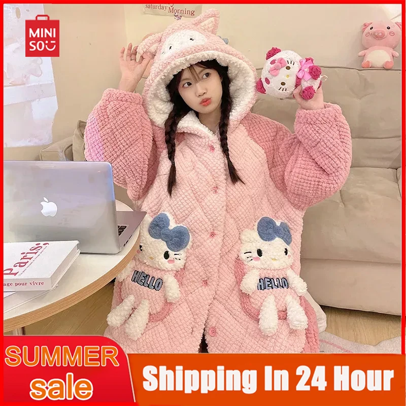 Милая мультяшная Пижама Miniso Kuromi, женский зимний коралловый бархатный Кардиган с длинным рукавом, фиолетовый фланелевый утепленный домашний костюм
Милая мультяшная Пижама Miniso Kuromi, женский зимний коралловый бархатный Кардиган с длинным рукавом, фиолетовый фланелевый утепленный домашний костюм