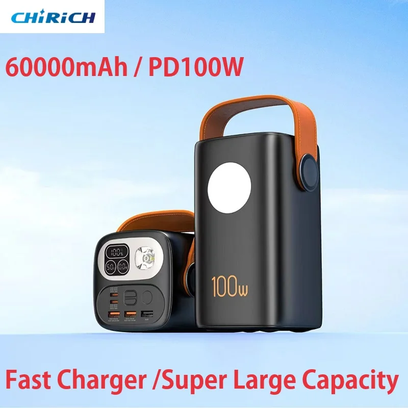 

Large Capacity 60000mAh Power Bank For Laptop 100W Fast Charging External Battery Portable Power Station For iPhone Outdoor