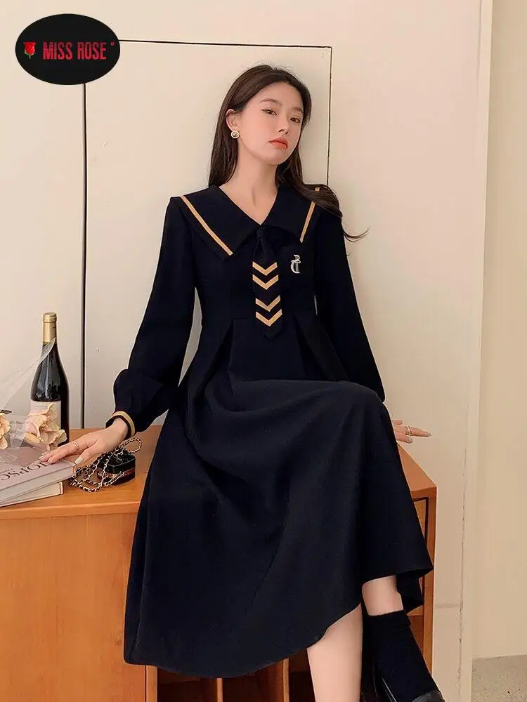Women JK Sailor Striped Long Dress Black England Streetwear Summer Autumn Winter Vestidos Sweet Preppy Style Lolita Uniform
Women JK Sailor Striped Long Dress Black England Streetwear Summer Autumn Winter Vestidos Sweet Preppy Style Lolita Uniform