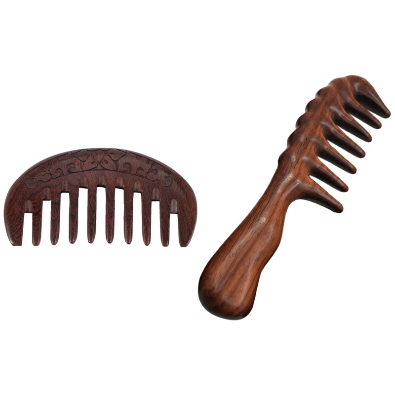 

2 шт., деревянная расческа для волос, Антистатическая Массажная расческа для волос