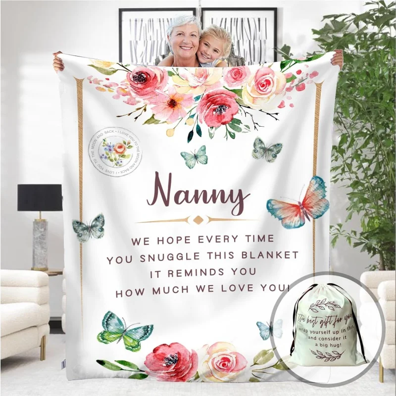 

to My Nanny Grandma Birthday Xmas Gifts Flannel Blanket Lightweight Warm Plush Throw Blankets for Couch, Sofa, Bed Living Room