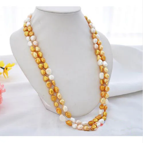 

Favorite Pearl Jewelry,50'' 12mm Mixes Baroque Freshwater Cultured Pearl Necklace,Wedding Birthday Party Charming Women Gift
