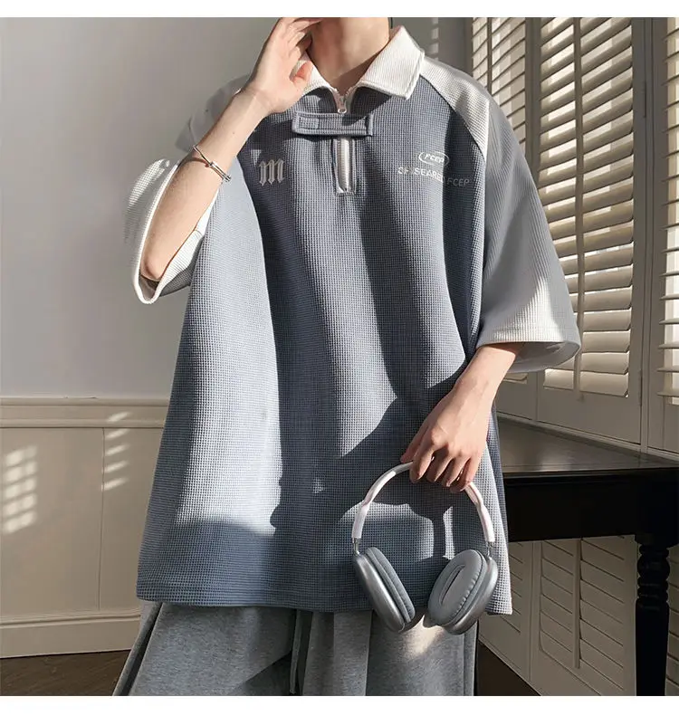 2023 Summer Solid Casual Loose Tess Polo-Shirts Men'S Top Simple Breathable Waffle Pullover Short Sleeve Sport Zipper
2023 Summer Solid Casual Loose Tess Polo-Shirts Men'S Top Simple Breathable Waffle Pullover Short Sleeve Sport Zipper