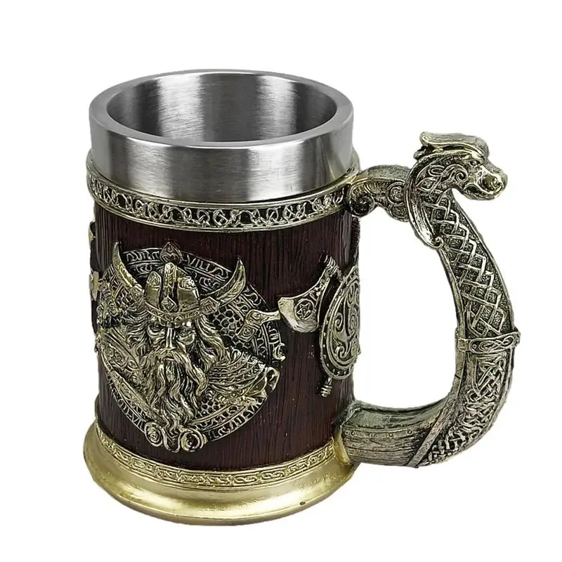 

Medieval Mug Stainless Steel Whiskey Barrel Cup 600ml Whiskey Mugs Beer Tankard for Men Beer Cup Stein for Gothic Decor Norse