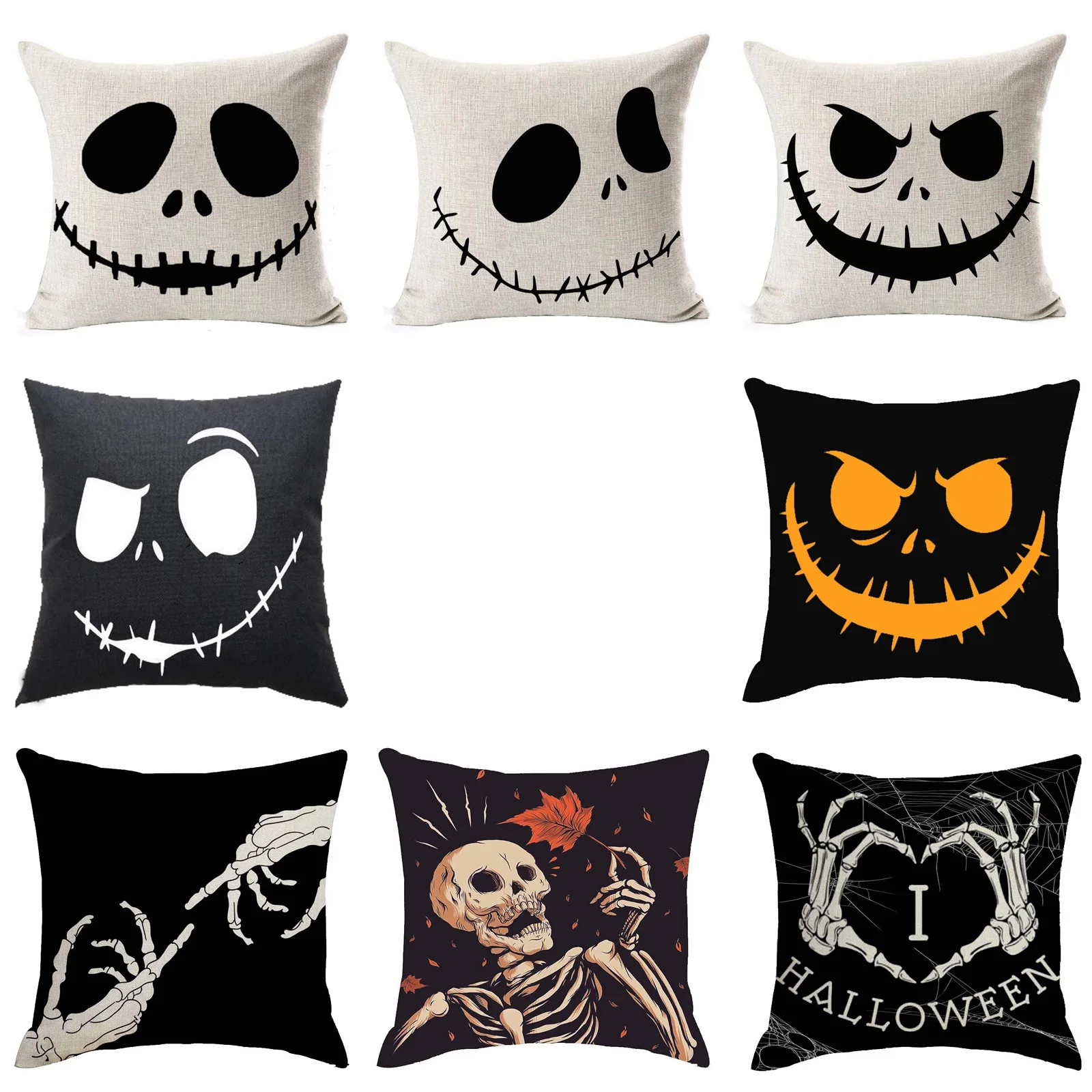 3Pcs New Halloween Atmosphere Home Decoration Sofa Throw Pillow Cover Skull Pattern Printed Linen Cushion Cover
3Pcs New Halloween Atmosphere Home Decoration Sofa Throw Pillow Cover Skull Pattern Printed Linen Cushion Cover