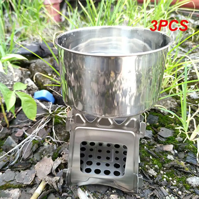 

3PCS Lixada Compact Folding Titanium / Stainless Steel Wood Stove Outdoor Cooking Picnic Camping Stove Portable Wood Furnace