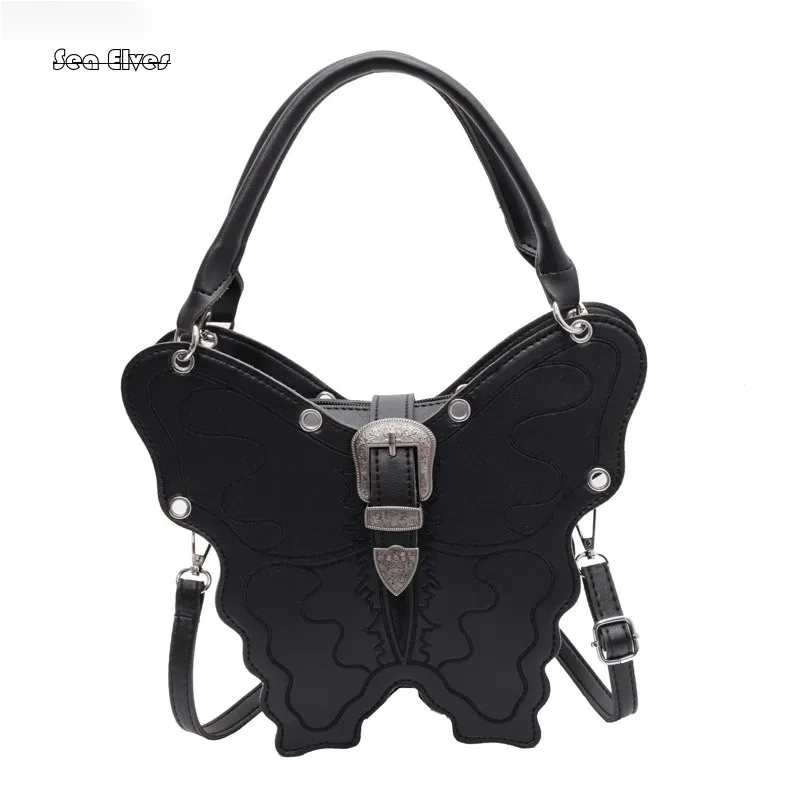 

New Butterfly Shape Bags Female Women's Satchel Summer Personalized Leather Retro Backpacks Gothic Embroidery Ladies Handbags