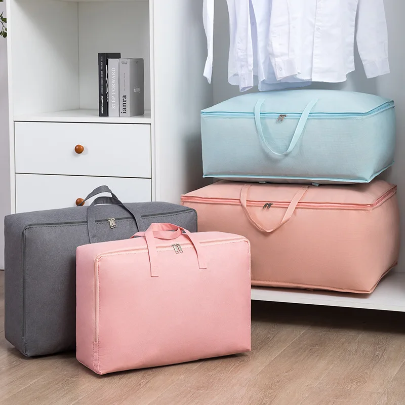 

Cotton Quilt Storage Bag Non-woven Bedroom Quilt Storage Bag with Large Capacity for Sundries Clothes Moving Luggage Packing Bag