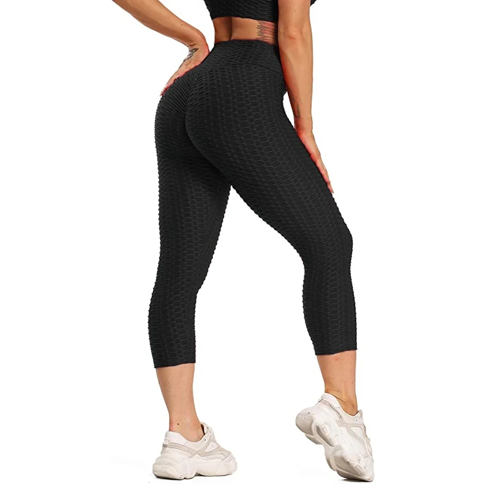 

Calf Length Leggings Anti-Cellulite Scrunch Pants Push Up Workout Sports Leggins High Waist Fitness Women Textured Yoga Pants