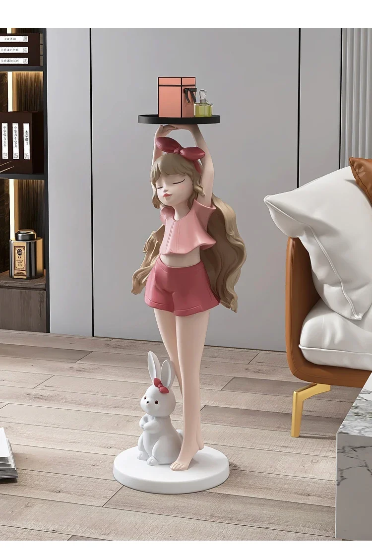 82cm Nordic Fashion Cartoon Girl Statue, Tray, Home Decoration, Gift, Interior Decoration, Large Living Room Decoration, Crafts 82cm Nordic Fashion Cartoon Girl Statue, Tray, Home Decoration, Gift, Interior Decoration, Large Living Room Decoration, Crafts