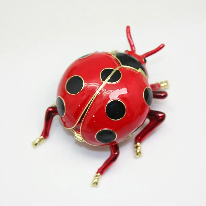 

SHINNYGIFTS Enamel Pewter Metal Jewelry Gift Box The Beatles Trinket Box Ladybug Home Decorative Gift Box