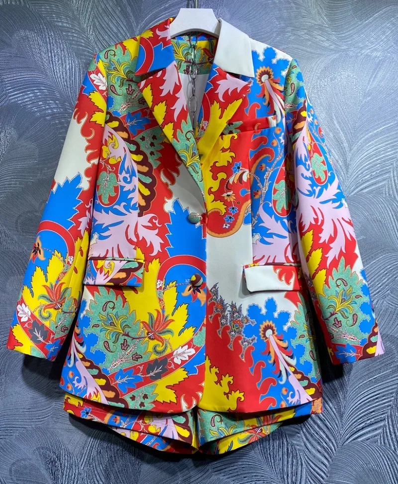 Top Quality Women's Set 2022 Autumn Winter Blazer Sets Ladies Notched Collar Colorful Floral Print Long Sleeve Blazer Suit+Short
Top Quality Women's Set 2022 Autumn Winter Blazer Sets Ladies Notched Collar Colorful Floral Print Long Sleeve Blazer Suit+Short