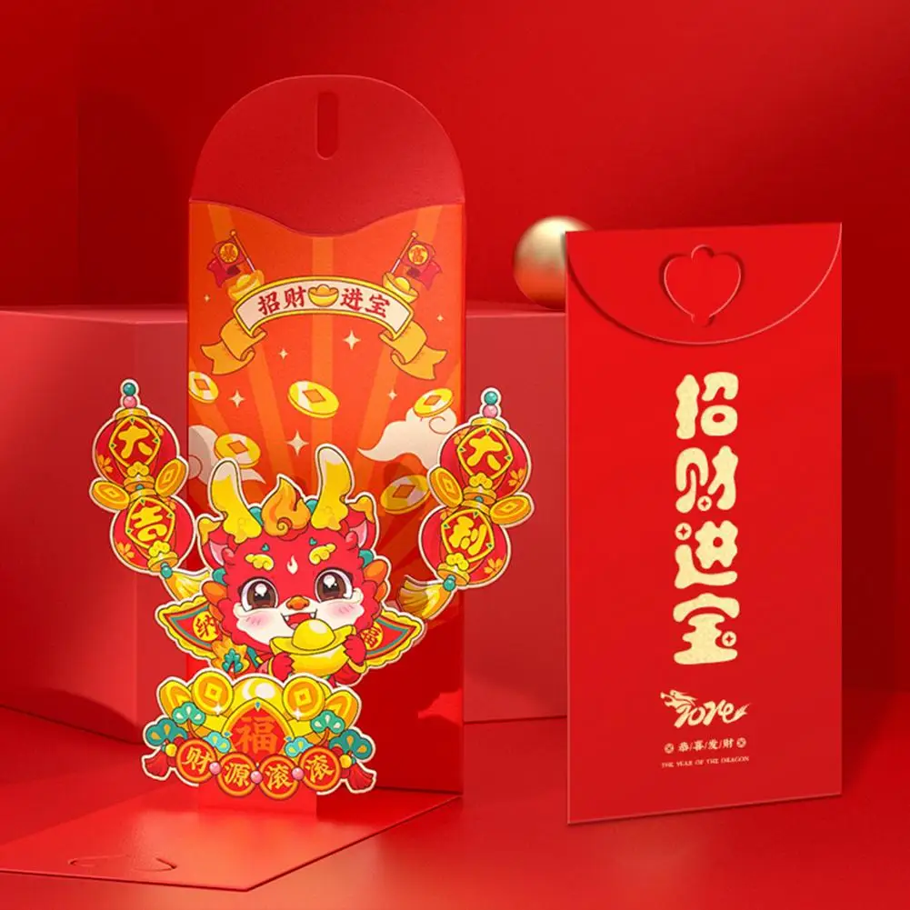 

Cartoon Design Envelope 2024 Year of Dragon 3d Cartoon Dragon Envelope Golden Chinese Spring Festival Money Bag Auspicious
