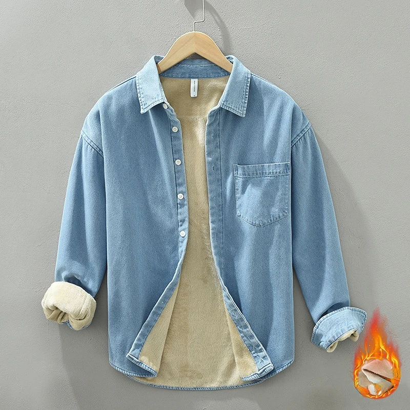 Winter Fashion Men's Thicken Fleece Warm Long Sleeve Shirt Teens Solid Color Premium Simple Basics Denim Blouse Casual Tops
Winter Fashion Men's Thicken Fleece Warm Long Sleeve Shirt Teens Solid Color Premium Simple Basics Denim Blouse Casual Tops