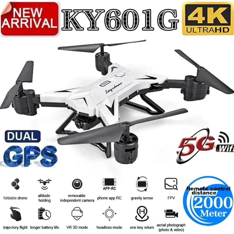 

Quadcopter 2000 Meters Control Distance RC Helicopter Drone with 5G 4K HD Camera KY601S KY601S New GPS Drone