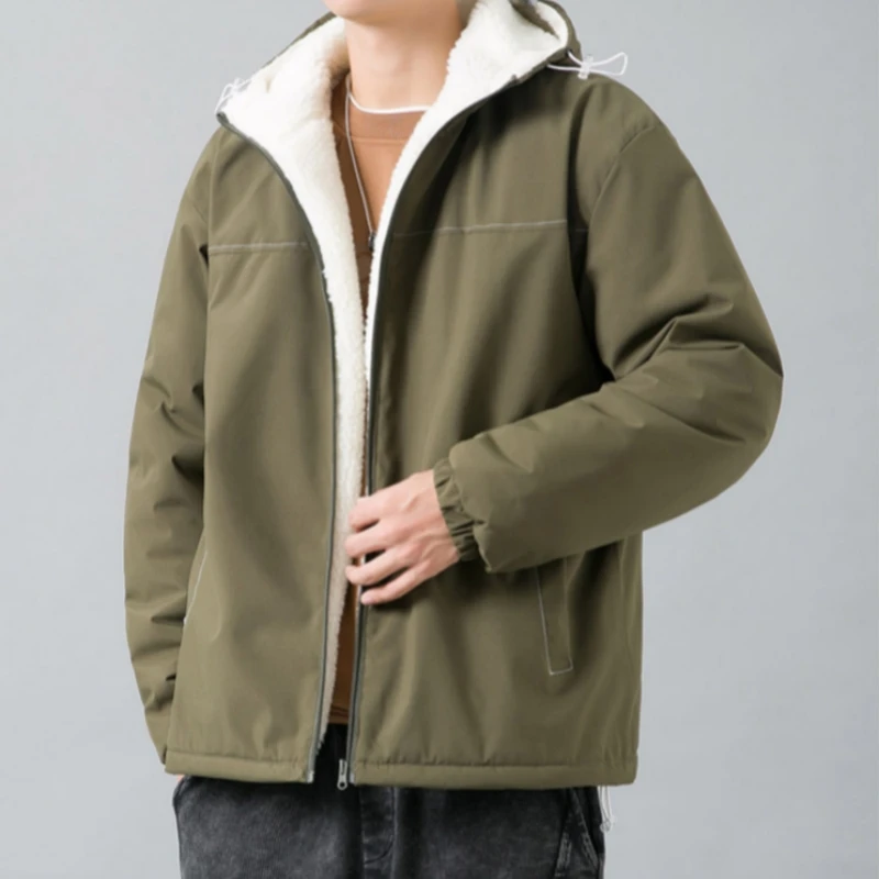 Winter Men's Lamb Cashmere Cotton Coat Thickened Windproof Cold Resistant Hooded Jacket Outdoor Sport Casual Versatile Jacket
Winter Men's Lamb Cashmere Cotton Coat Thickened Windproof Cold Resistant Hooded Jacket Outdoor Sport Casual Versatile Jacket