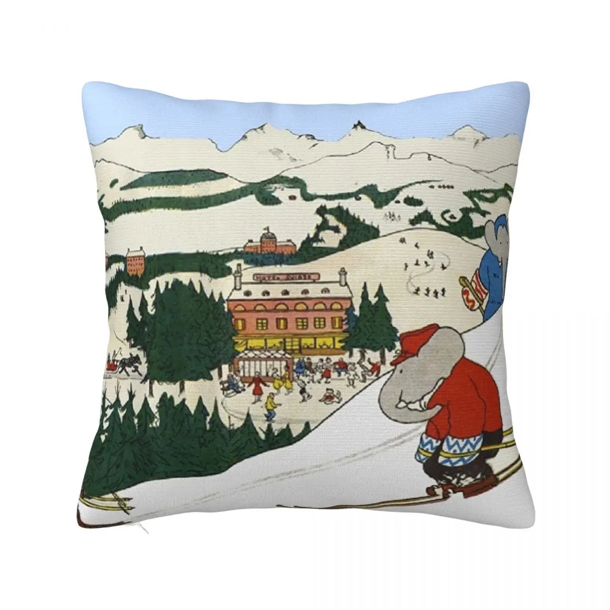 

Babar goes skiing Throw Pillow Rectangular Cushion Cover Couch Pillows Pillows Aesthetic Sofa Covers