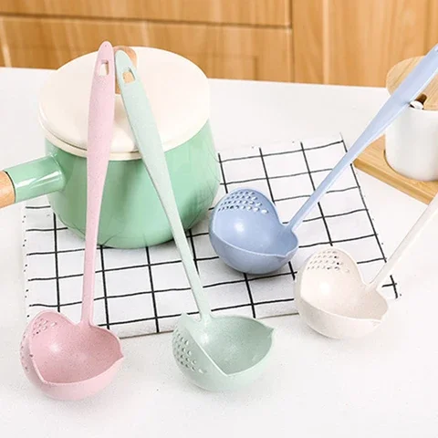 

Ladle Silicone Soup Spoon Pot Spoons With Long Handle Strainer Cooking Colander Utensils Kitchen Scoop Tableware Hot Home
