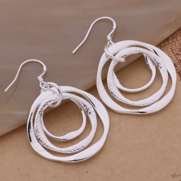 

Production Hot Charm Women Lady Valentine's Gift Silver Color Charm Women Circles Earrings Free Shipping , Jewelry