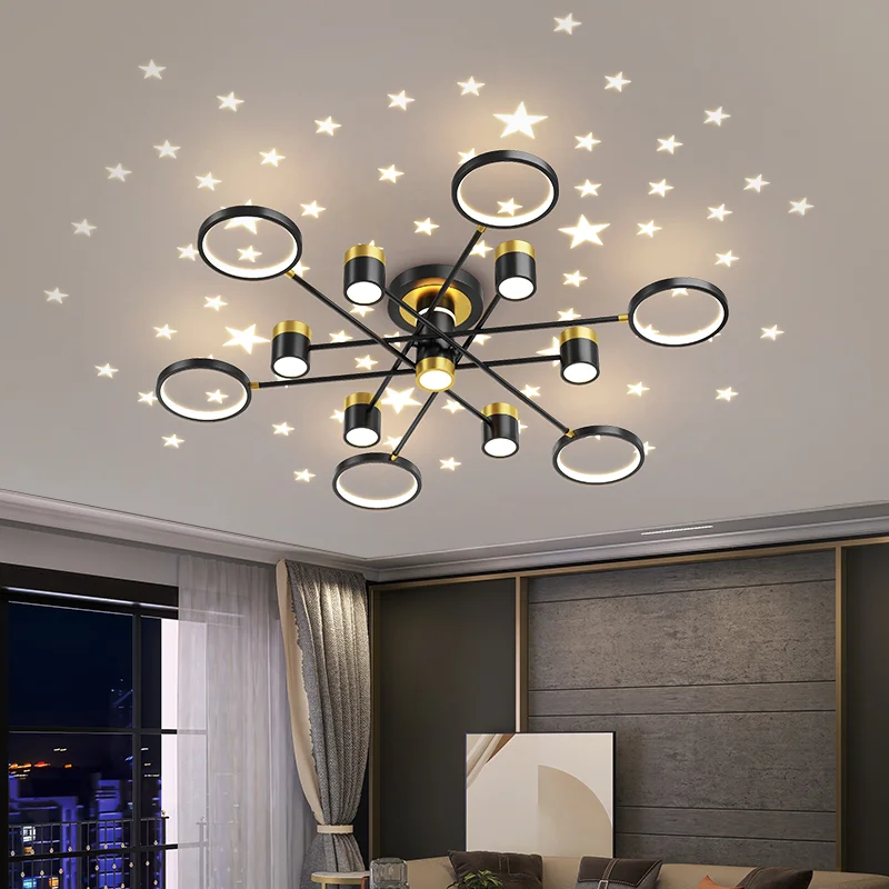 

New Nordic Light Luxury Modern Minimalist Atmosphere Starry Sky Chandelier For Bedroom Dining Room Kithen Fixtures Dimmable lamp