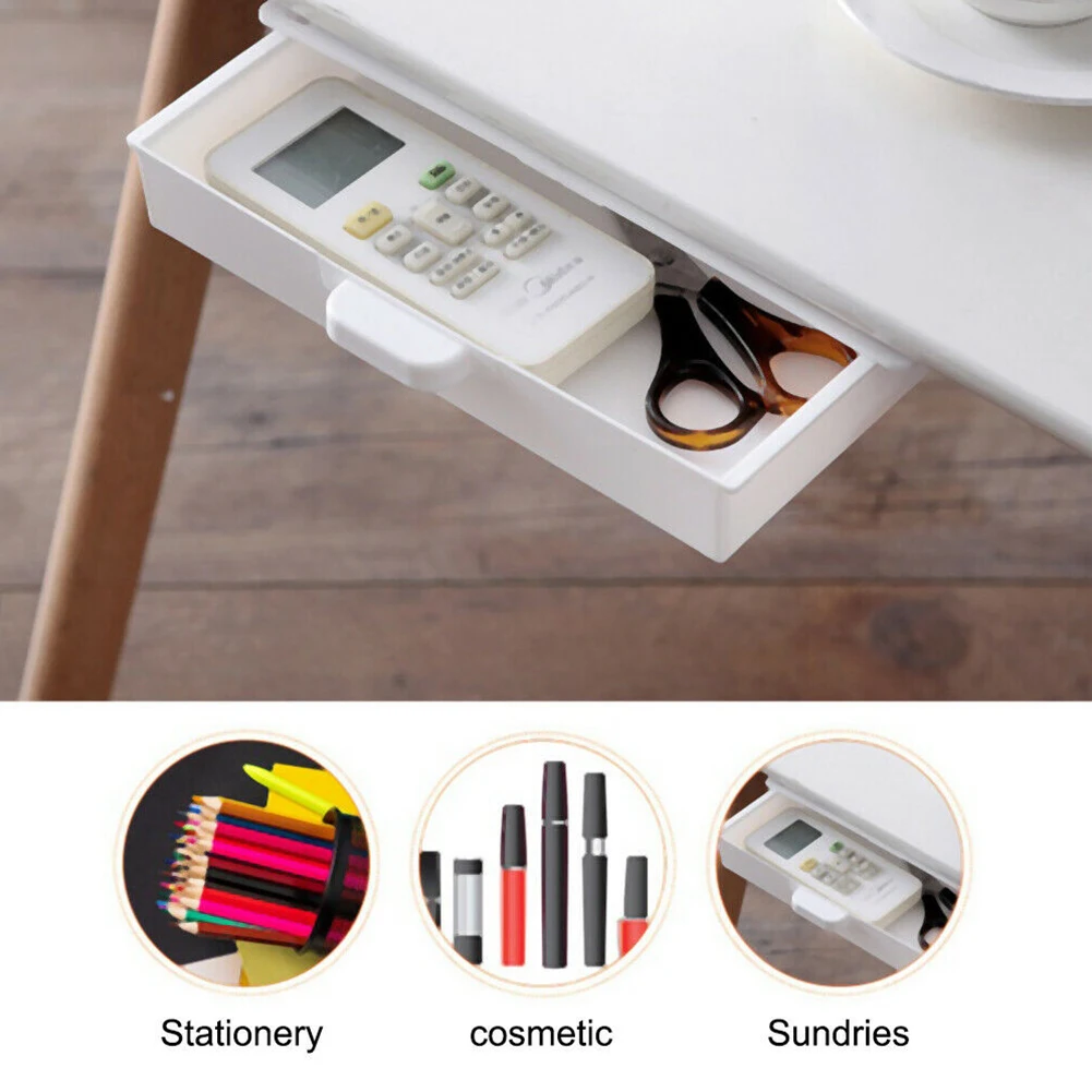 

ABS Under Desk Drawer Organizer Storage Box For Office Pen Holder Adhesive Home Supplies For Organizing And Storing