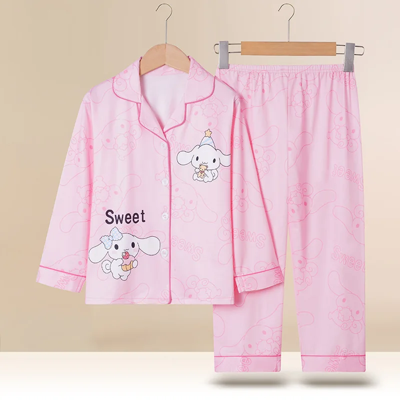 

Children Girls Pajama Home Clothing Spring Autumn Sanrios Anime Cinnamoroll Kuromi My Melody Pochacco Long Sleeve Pants