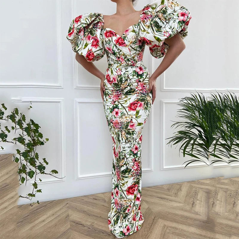 Spring Elegant Flower Print Split Bohemian Dress Women V-neck High Waist Swing Maxi Dress Summer Puff Sleeve Long Party Dresses
Spring Elegant Flower Print Split Bohemian Dress Women V-neck High Waist Swing Maxi Dress Summer Puff Sleeve Long Party Dresses