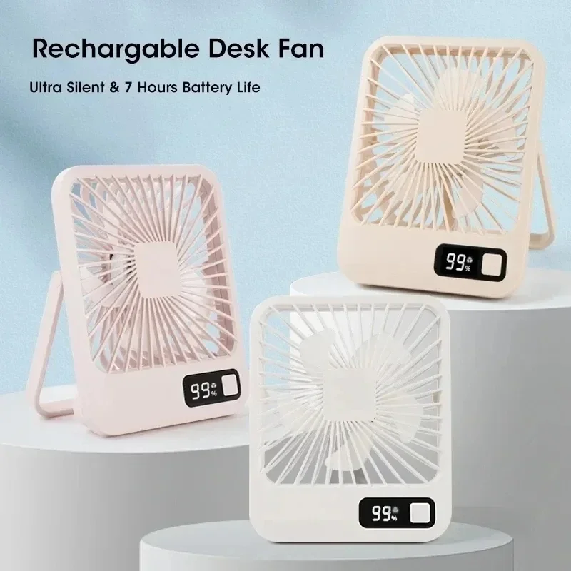 

Silent USB Charging Strong Air Flow Cooling Fan with 5-speed Strong Air Flow 2000mAh Small Desktop Fan Super Office Fan