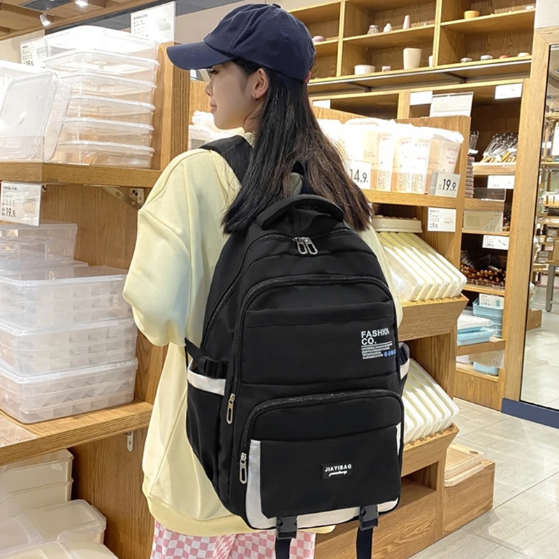 

Women's Backpack Solid Color Female Multi-pocket Casual Man Travel Bag High Quality Schoolbag for Teenage Girl Book Knapsack