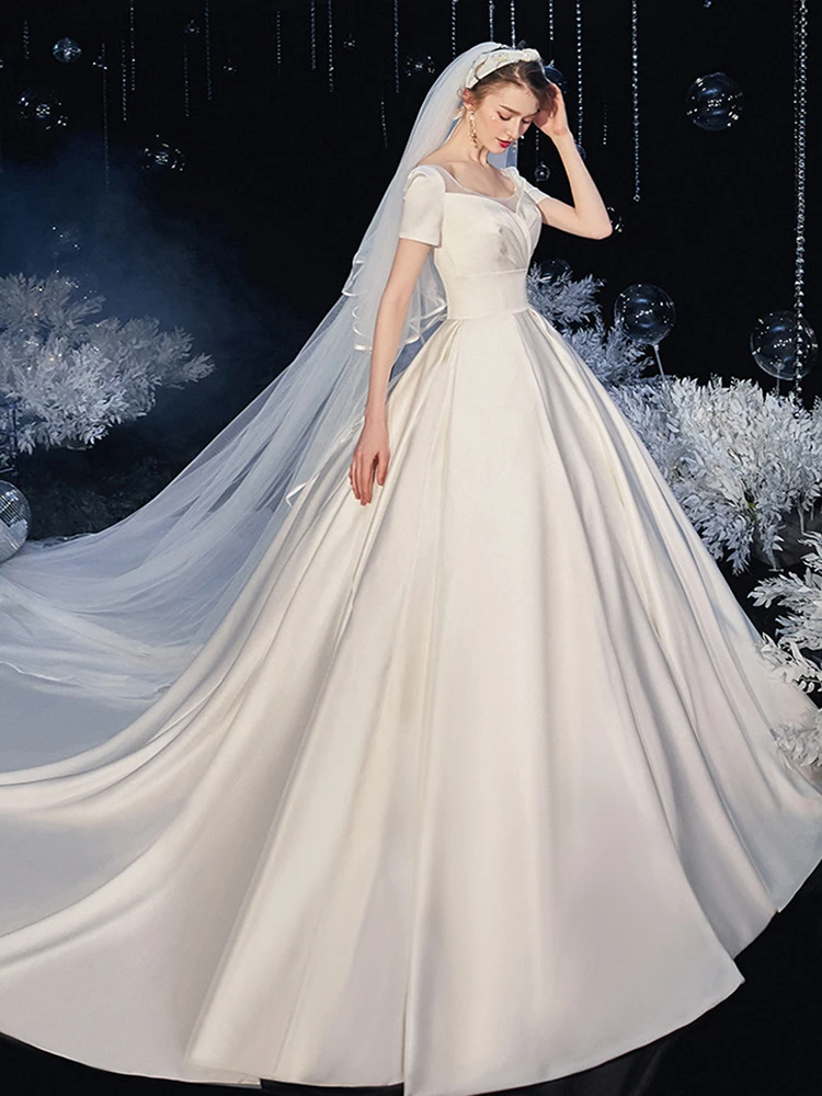 New Arrival Wedding Dresses 2023 Square Collar Short Sleeves Vestidos De Novia Satin Women Ball Gowns Customize Sizes
New Arrival Wedding Dresses 2023 Square Collar Short Sleeves Vestidos De Novia Satin Women Ball Gowns Customize Sizes