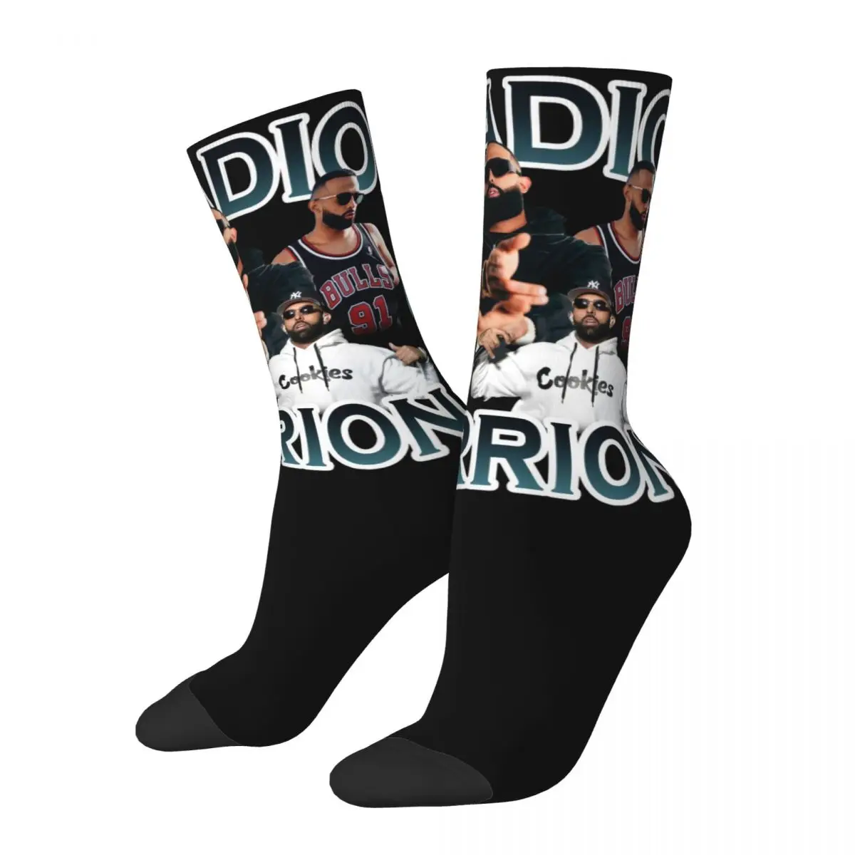 

Crazy Design Cool Eladio Carrion Bootleg Theme Design Basketball Crew Socks Merch Rapper Singer Warm Middle Tube Socks Non-slip