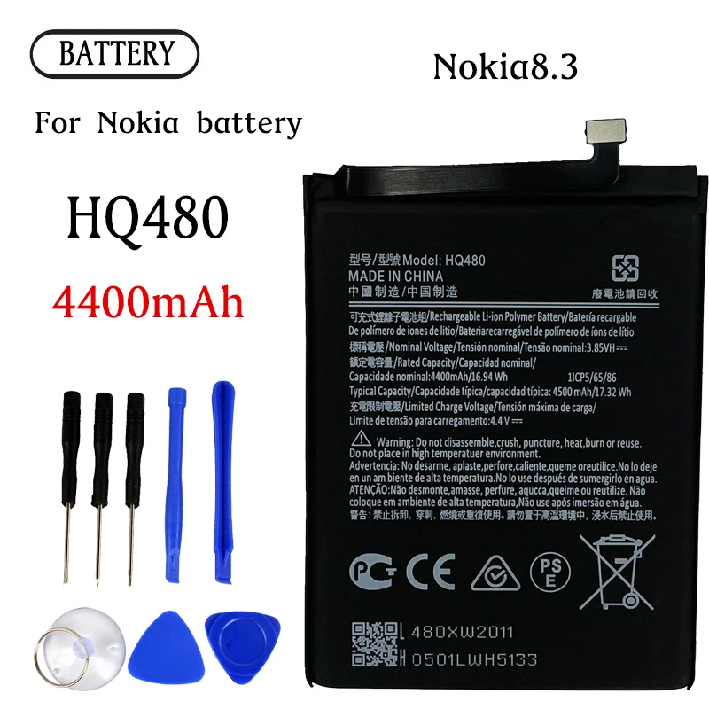 HQ480 Battery Battery For Nokia 8.3 5G TA-1243 TA-1251 high capacity Capacity Mobile Phone Batteries Bateria
HQ480 Battery Battery For Nokia 8.3 5G TA-1243 TA-1251 high capacity Capacity Mobile Phone Batteries Bateria