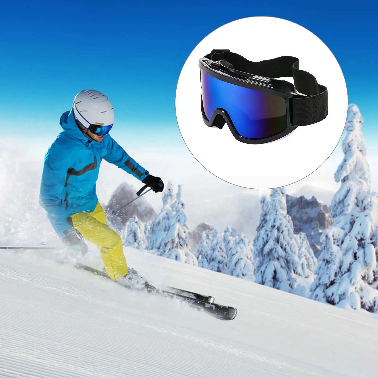 

Double Layer Anti Fog Mountain Ski Goggles High Definition Visual Full Glare Barrier Goggles for Helmets for Outdoor Activities