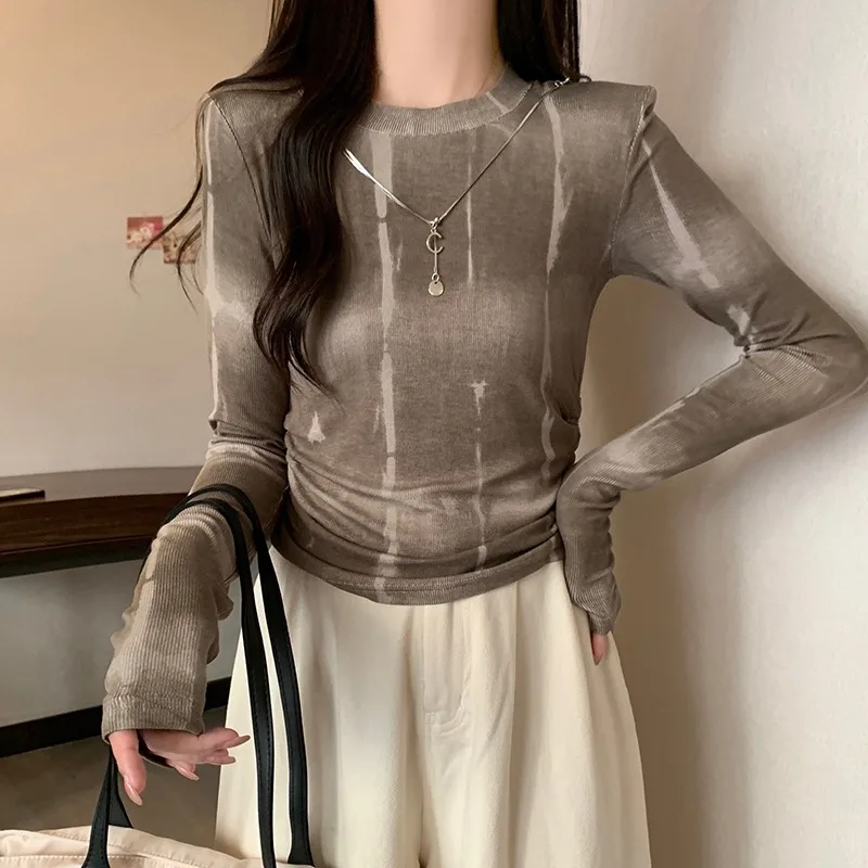 Осенний облегающий пуловер с круглым вырезом, футболки, женская тонкая Корейская футболка с длинным рукавом, Топ для женщин, повседневная Офисная Женская футболка с принтом 28856
Осенний облегающий пуловер с круглым вырезом, футболки, женская тонкая Корейская футболка с длинным рукавом, Топ для женщин, повседневная Офисная Женская футболка с принтом 28856