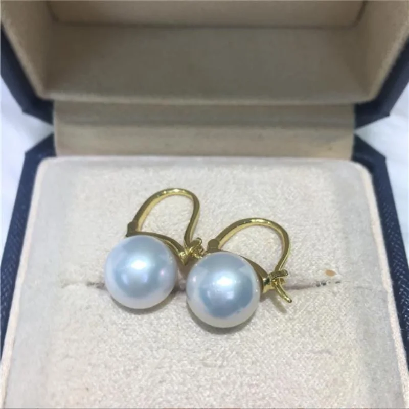 

UMQ Elegant Earrings 11-12mm Natural Sea White Pearls Genuine Stud Earrings for Women Fine Jewelry