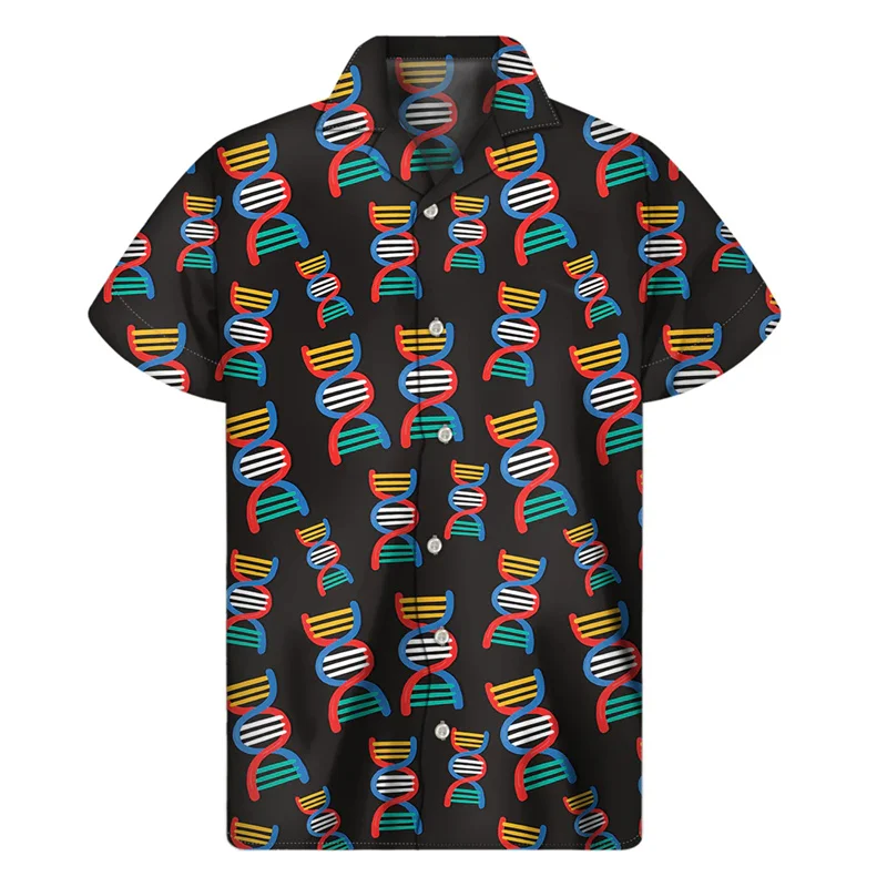 

Гавайская рубашка мужская с принтом DNA Helix, креативная модная пляжная сорочка с короткими рукавами, топ с лацканами, индивидуальная футболка, лето