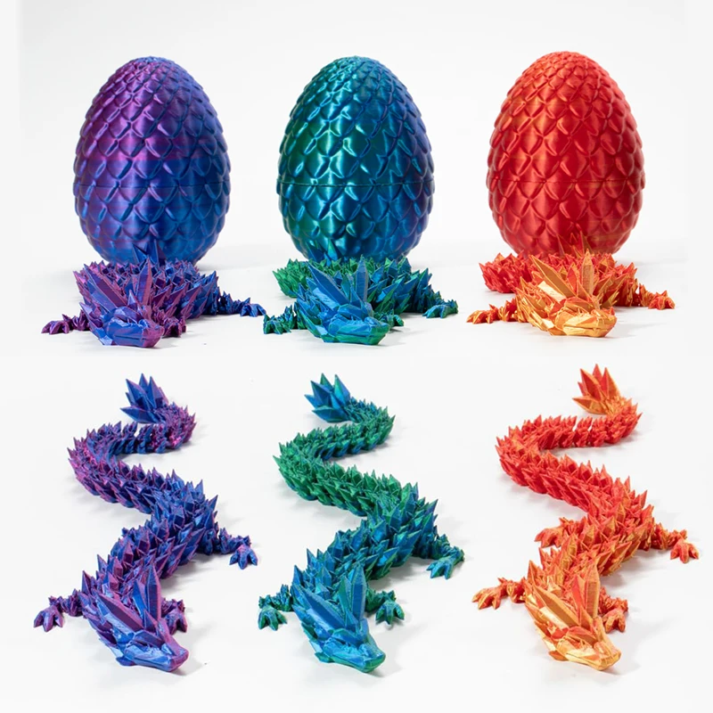 

3D Printed Gem Articulated Dragon Rotatable 3D Dragon Toy Mystery Dragon Egg Poseable Joints Fidget Surprise Toy For Autism ADHD