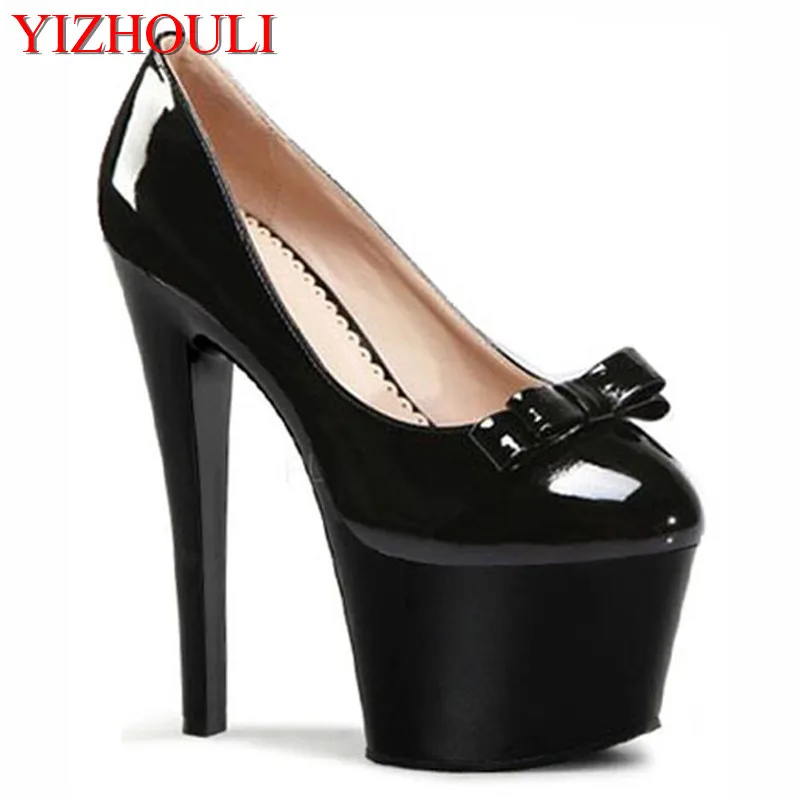 

Single Shoes Super-Elevation 17cm Women's High-Heeled Shoes Platform Shoes 7 Inch High Heels Crystal Women's dance shoes