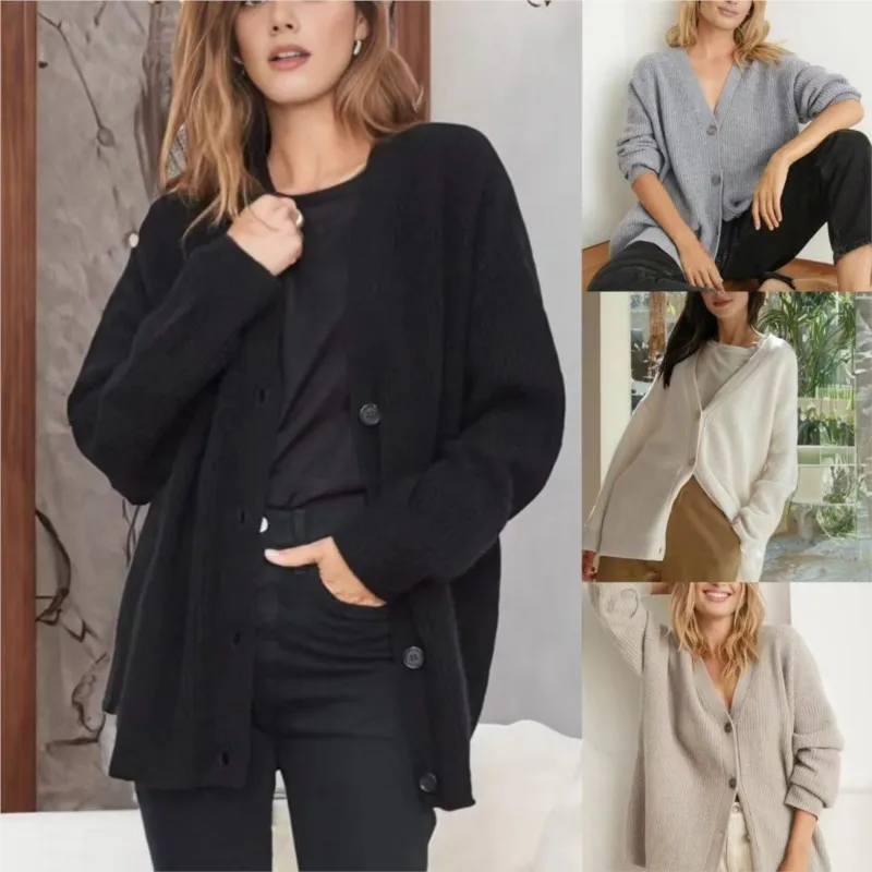 Solid Button Long Sleeved V-neck Casual Loose Knit Cardigan 2023 Autumn/Winter Women's Elegant Sweater Coat Ropa Mujer
Solid Button Long Sleeved V-neck Casual Loose Knit Cardigan 2023 Autumn/Winter Women's Elegant Sweater Coat Ropa Mujer