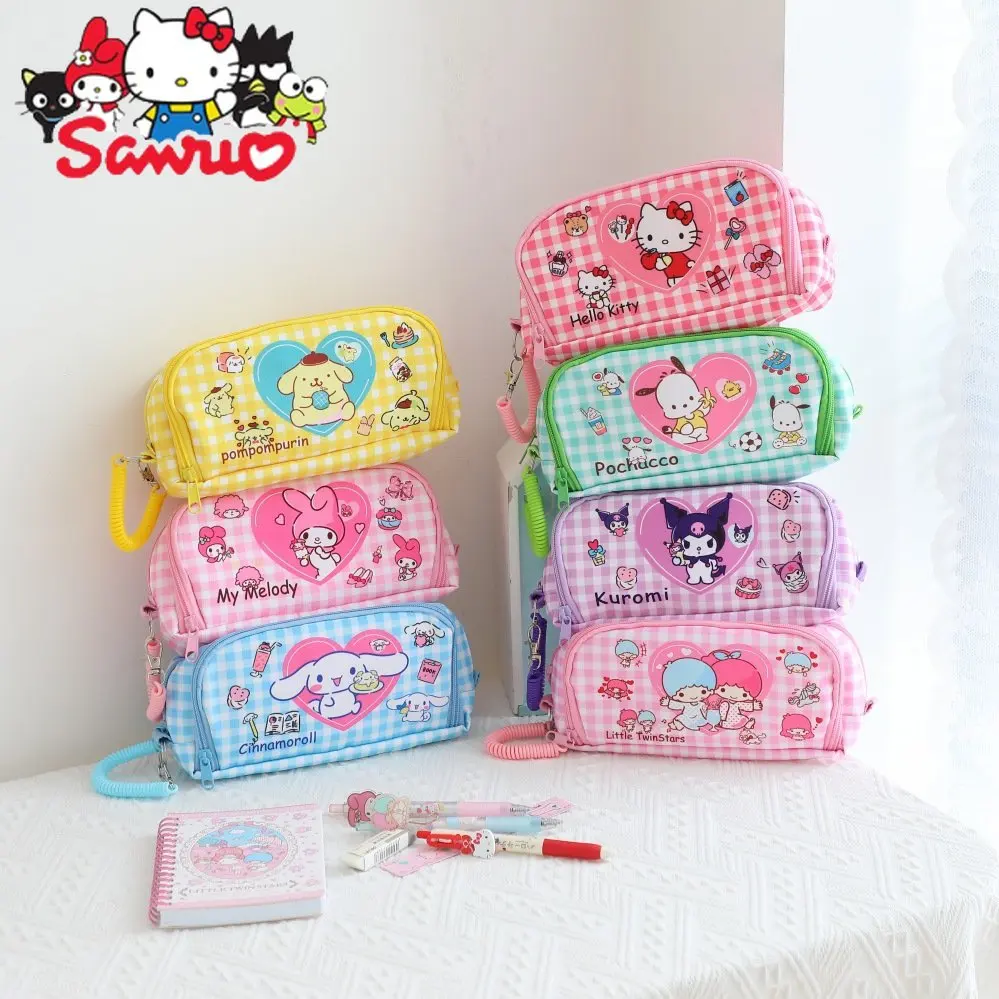 

MINISO Melody Kuromi Hello Kitty Cinnamoroll Pochacco Cartoon Pen Case Double Stationery Storage Bag for Elementary Students