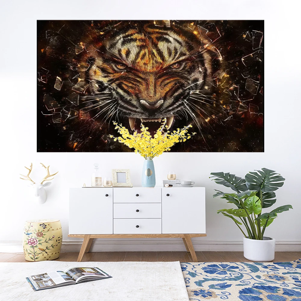 

Mighty Roar Tiger Banner Polyester 90x150cm Home Decoration Hanging on Wall 4 pieces Grommetor Custom Flag Interior