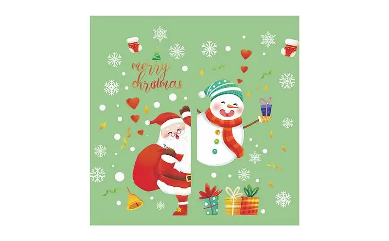 

Christmas Santa Window Stickers Snowman Snowflake Holiday Clings Merry Christmas Kids Room Wall Decals New Year Home Decorations