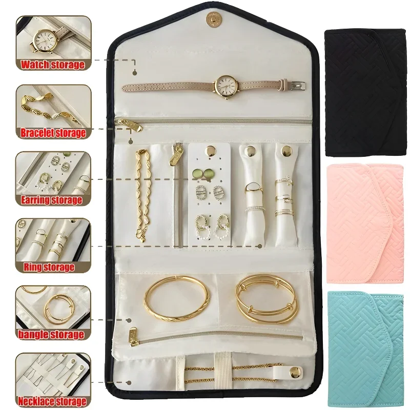 Portable Travel Jewelry Storage Bags Capacity Roll Foldable Jewellry Organizer Case for Rings Necklaces Packaging Holder Bag Box 
Portable Travel Jewelry Storage Bags Capacity Roll Foldable Jewellry Organizer Case for Rings Necklaces Packaging Holder Bag Box